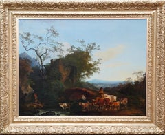 Pastoral Landscape - British 18th century Old Master art oil painting