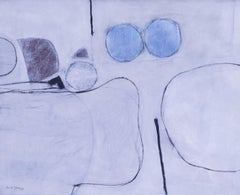 British abstract painting by Philip Jones, 2007, light blues