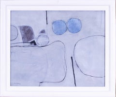 British abstract painting by Philip Jones, 2007, light blues