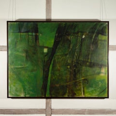 Through the Trees, 1972 - Abstract Oil on Canvas in Green and Black