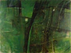 Through the Trees, 1972 - Abstract Oil on Canvas in Green and Black
