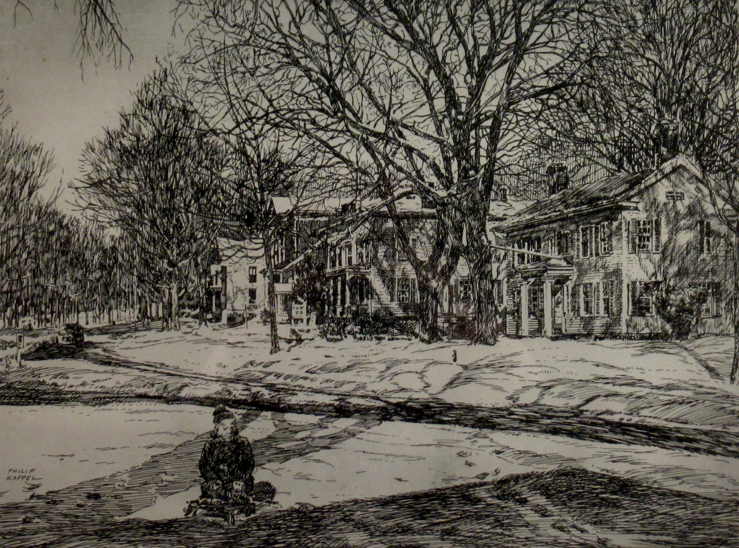 Wintertablett (Milford Connecticut) (Amerikanischer Realismus), Print, von Philip Kappel