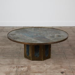 Table basse "Chan" de Philip & Kelvin Laverne en bronze gravé à l'acide