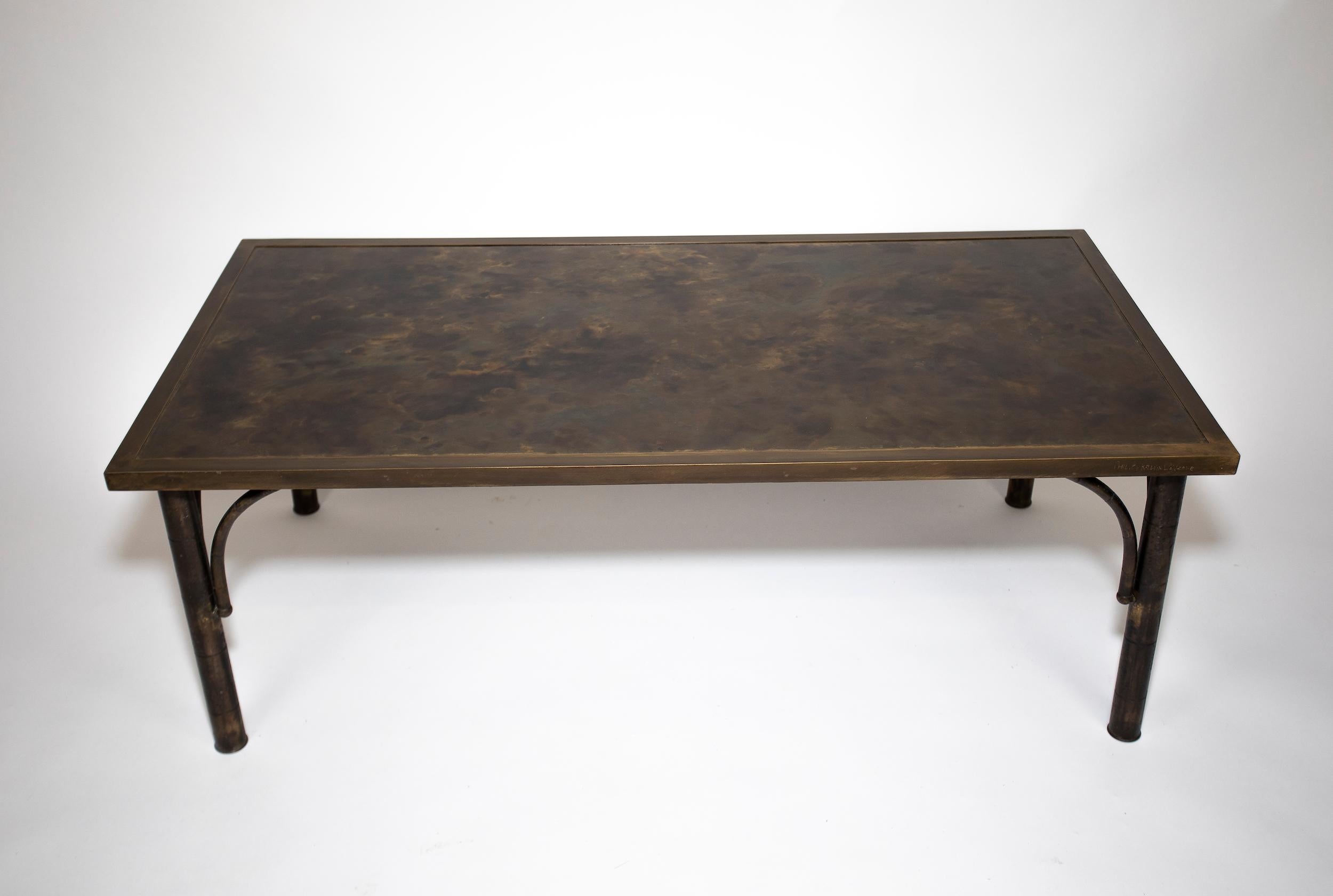 American Philip & Kelvin Laverne Patinated Bronze Table For Sale