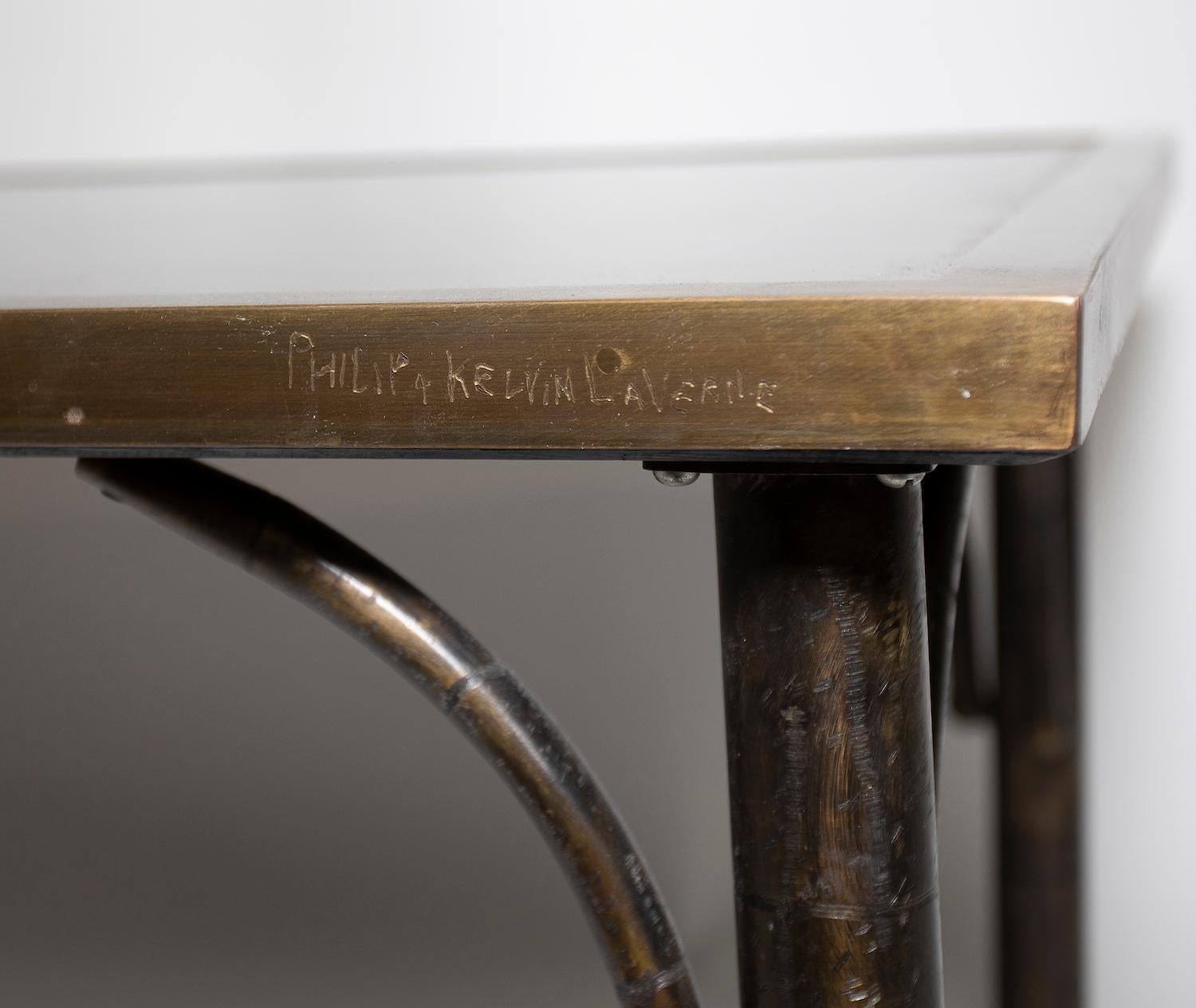 Philip & Kelvin Laverne Patinated Bronze Table In Good Condition For Sale In West Palm Beach, FL