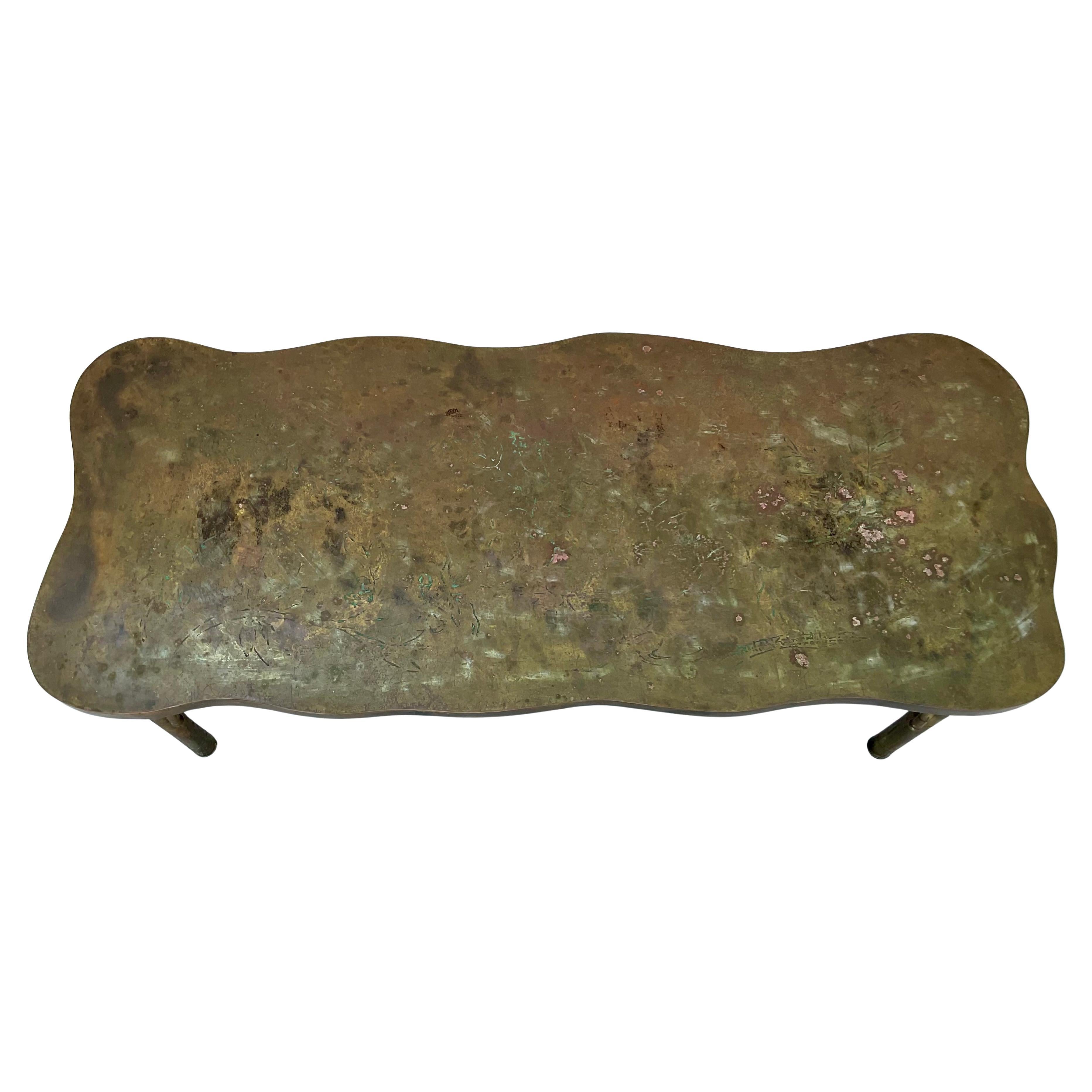 Mid-Century Modern Table basse en bronze Philip & Kelvin Laverne en vente