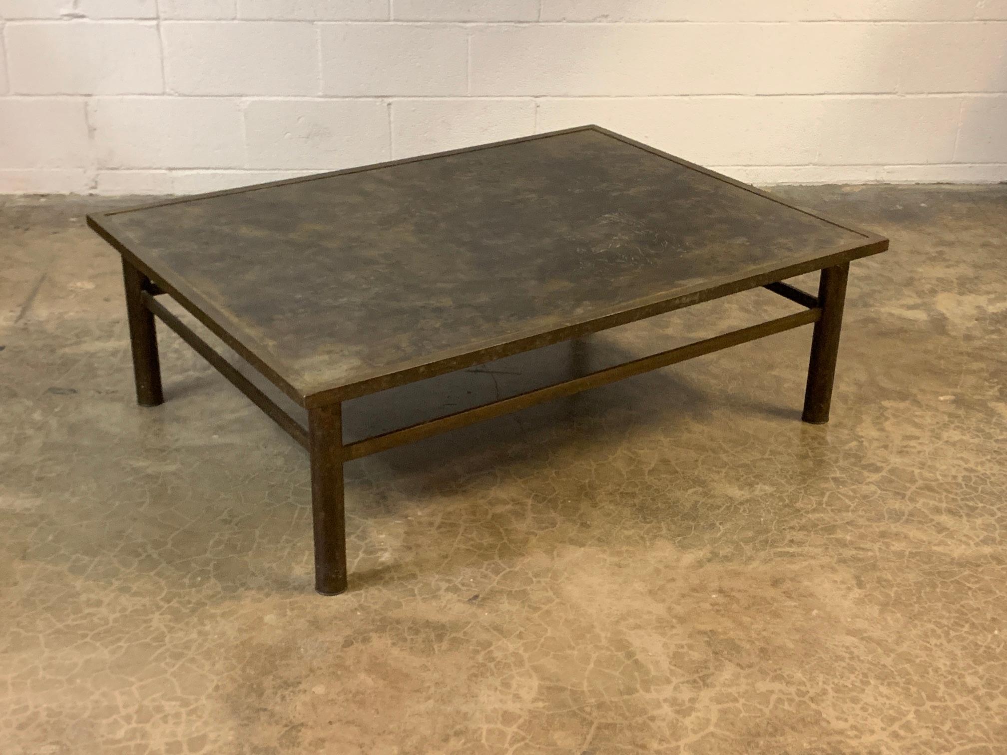 A Philip & Kelvin LaVerne patinated bronze coffee table.