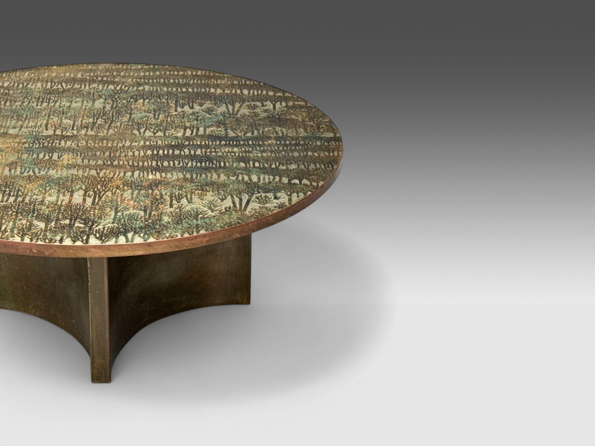 Philip and Kelvin LaVerne, table basse en bronze, forêt éternelle, États-Unis, années 1960 Bon état - En vente à Manhasset, NY