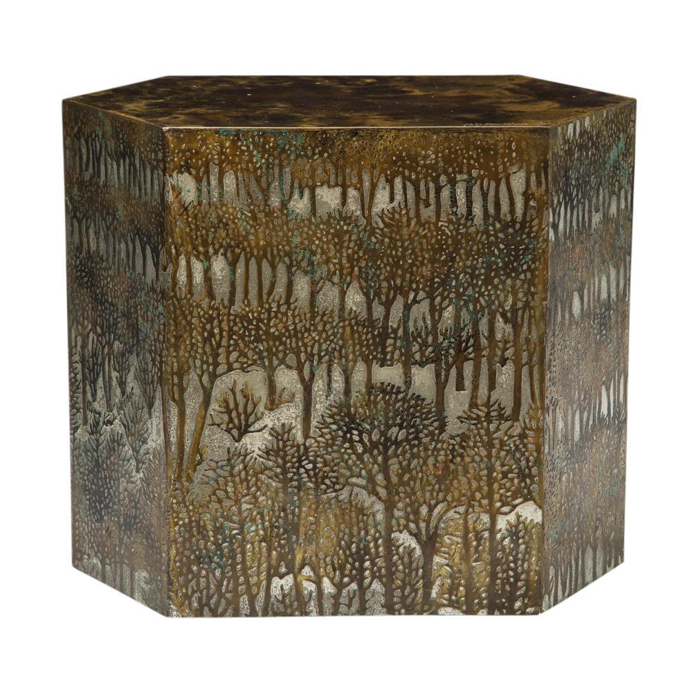 Philip & Kelvin Laverne Side Tables, Bronze Eternal Forest, Signed 8