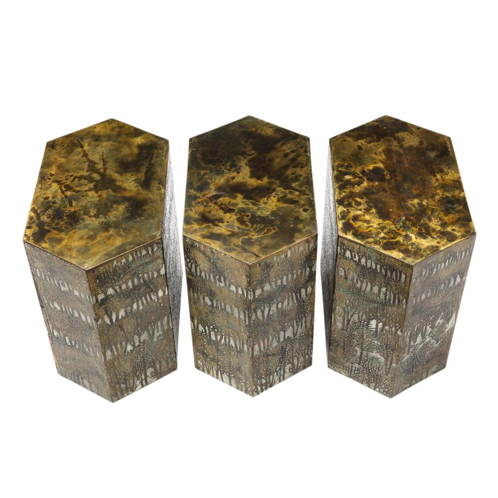 Philip & Kelvin Laverne Side Tables, Bronze Eternal Forest, Signed In Good Condition In New York, NY