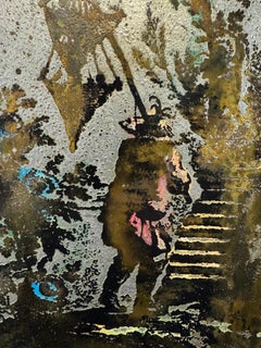 “Chinoi Plaque #1” Philip & Kelvin LaVerne Etched Bronze & Pewter Wall Plaque