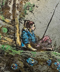 “Chinoi Plaque #2” Philip & Kelvin LaVerne Etched Bronze & Pewter Wall Plaque