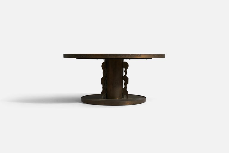 Mid-Century Modern Philip & Kelvin LaVerne, Coffee Table Acid-Etched Pewter, Bronze, 1960s For Sale