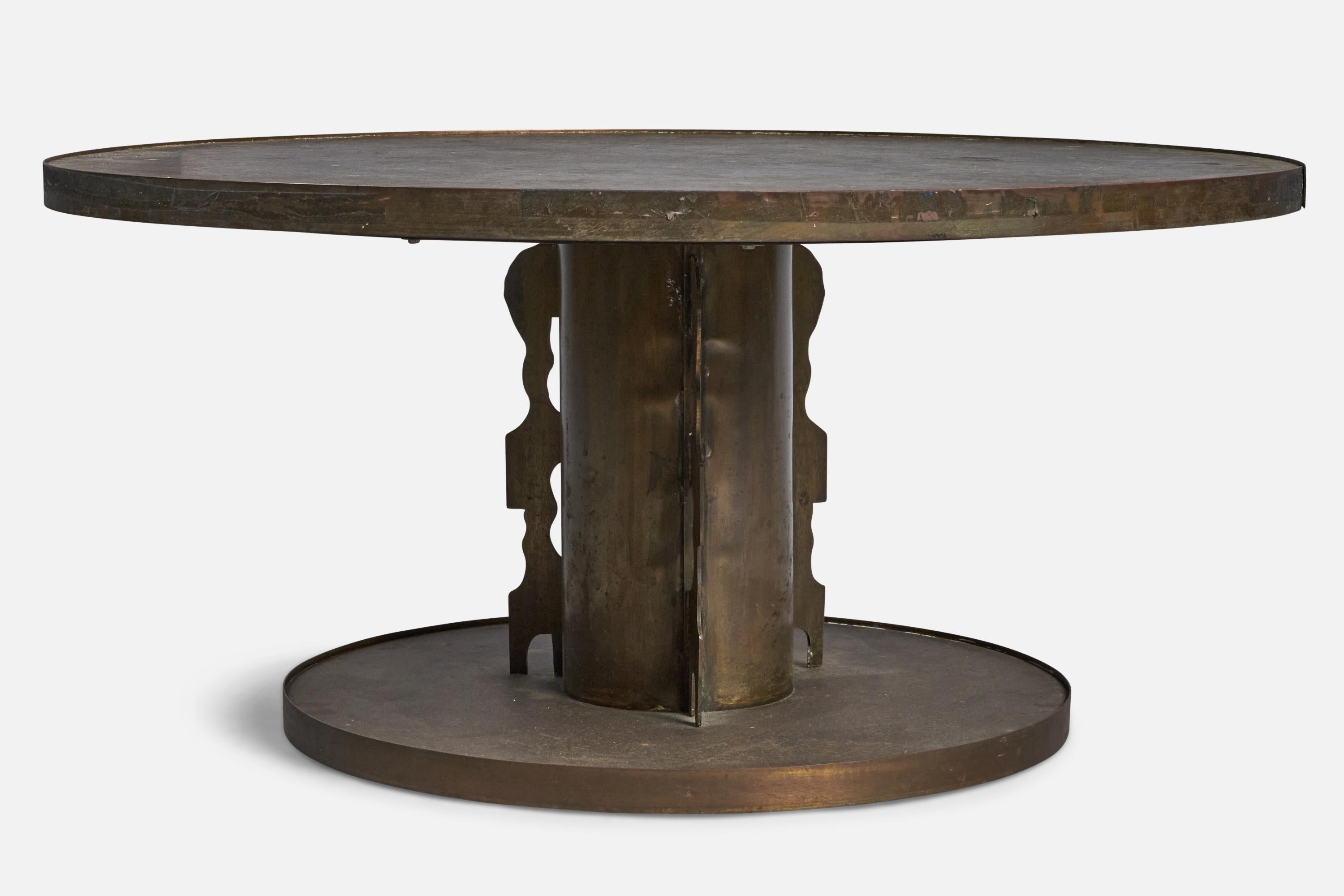 Mid-Century Modern Philip & Kelvin LaVerne, Coffee Table Acid-Etched Pewter, Bronze, 1960s For Sale