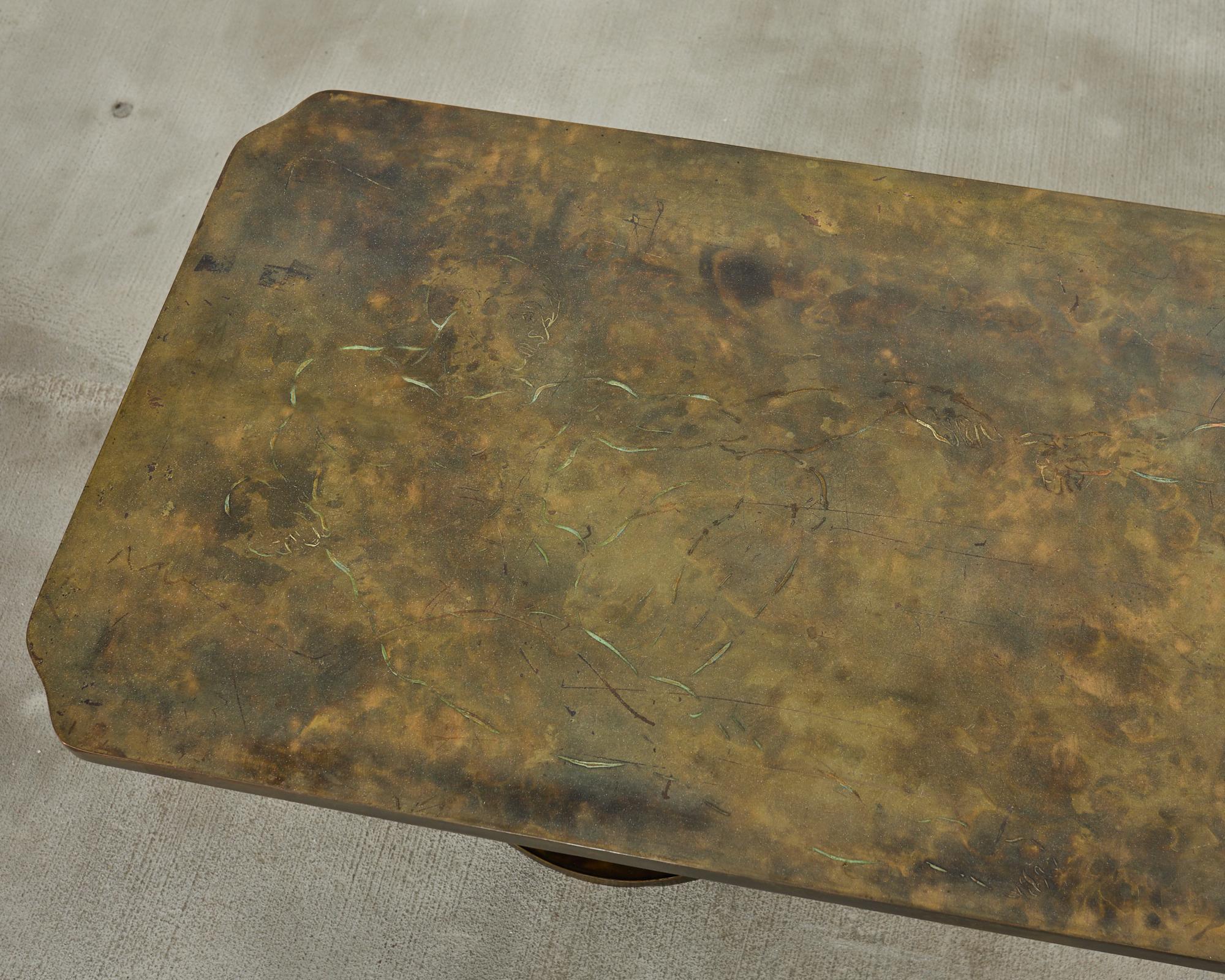 Philip Kelvin LaVerne Creación del Hombre Mesa de cóctel de bronce siglo XX en venta