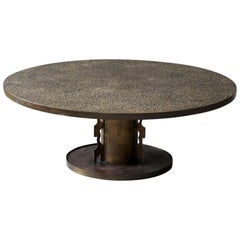 Philip & Kelvin LaVerne, Etruscan Coffee Table Acid-Etched Pewter, Bronze, 1960s