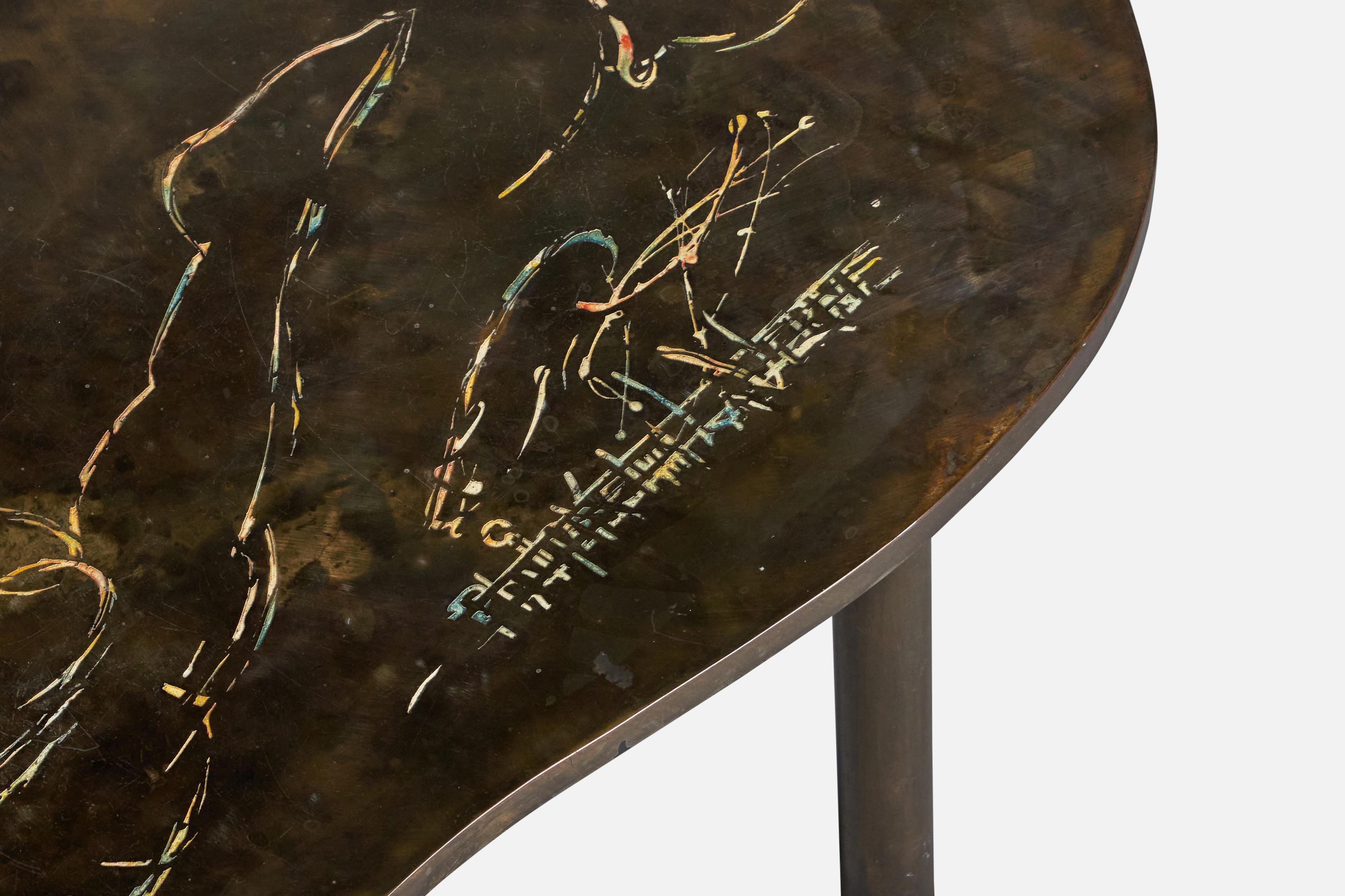 Philip & Kelvin LaVerne, Freeform Coffee Table, Bronze, Pewter, USA, 1960s In Good Condition For Sale In High Point, NC