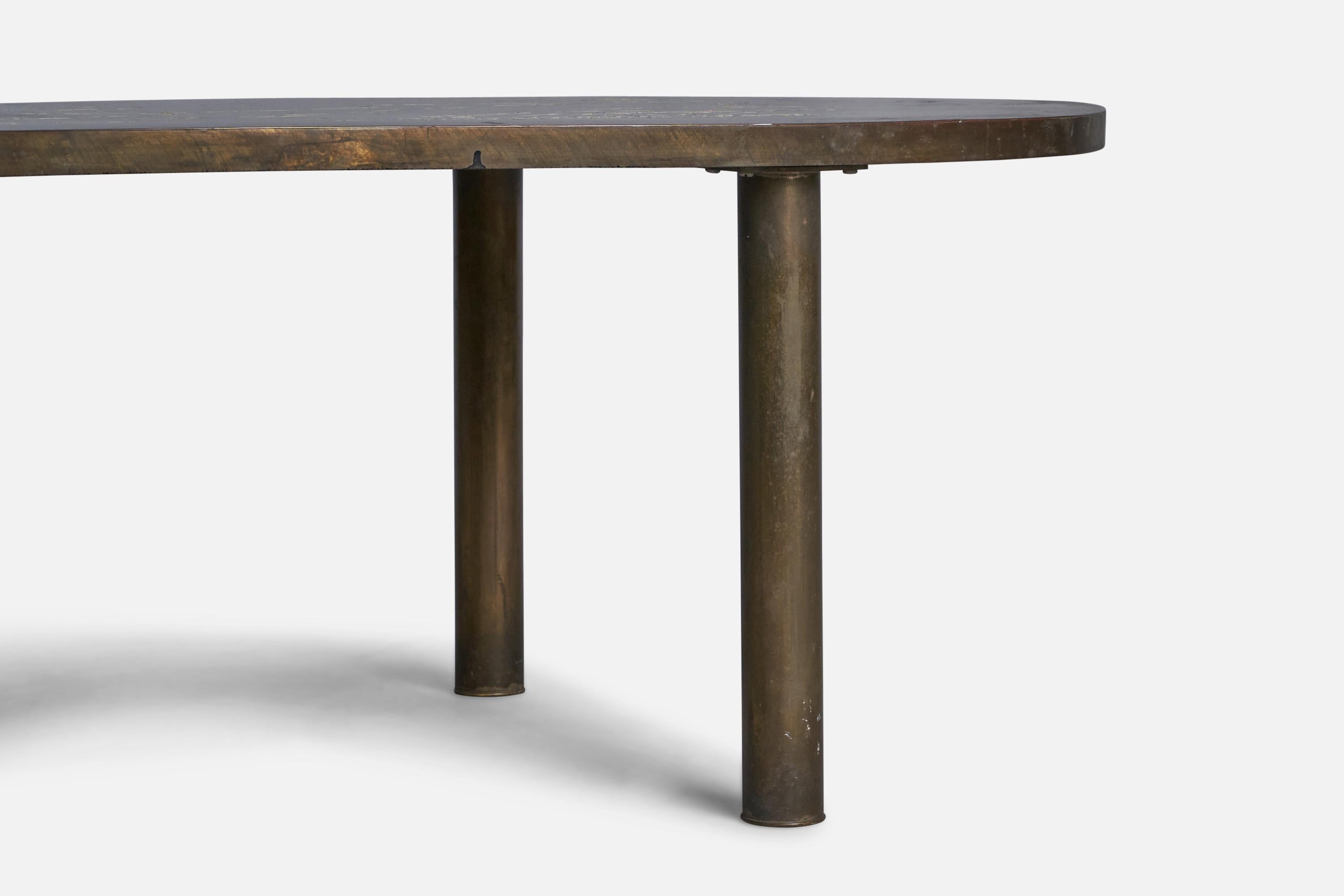 Mid-20th Century Philip & Kelvin LaVerne, Freeform Coffee Table, Bronze, Pewter, USA, 1960s For Sale
