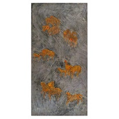 Philip & Kelvin LaVerne "Horses Plaque" with Unique Coloration 1960s (Signed)