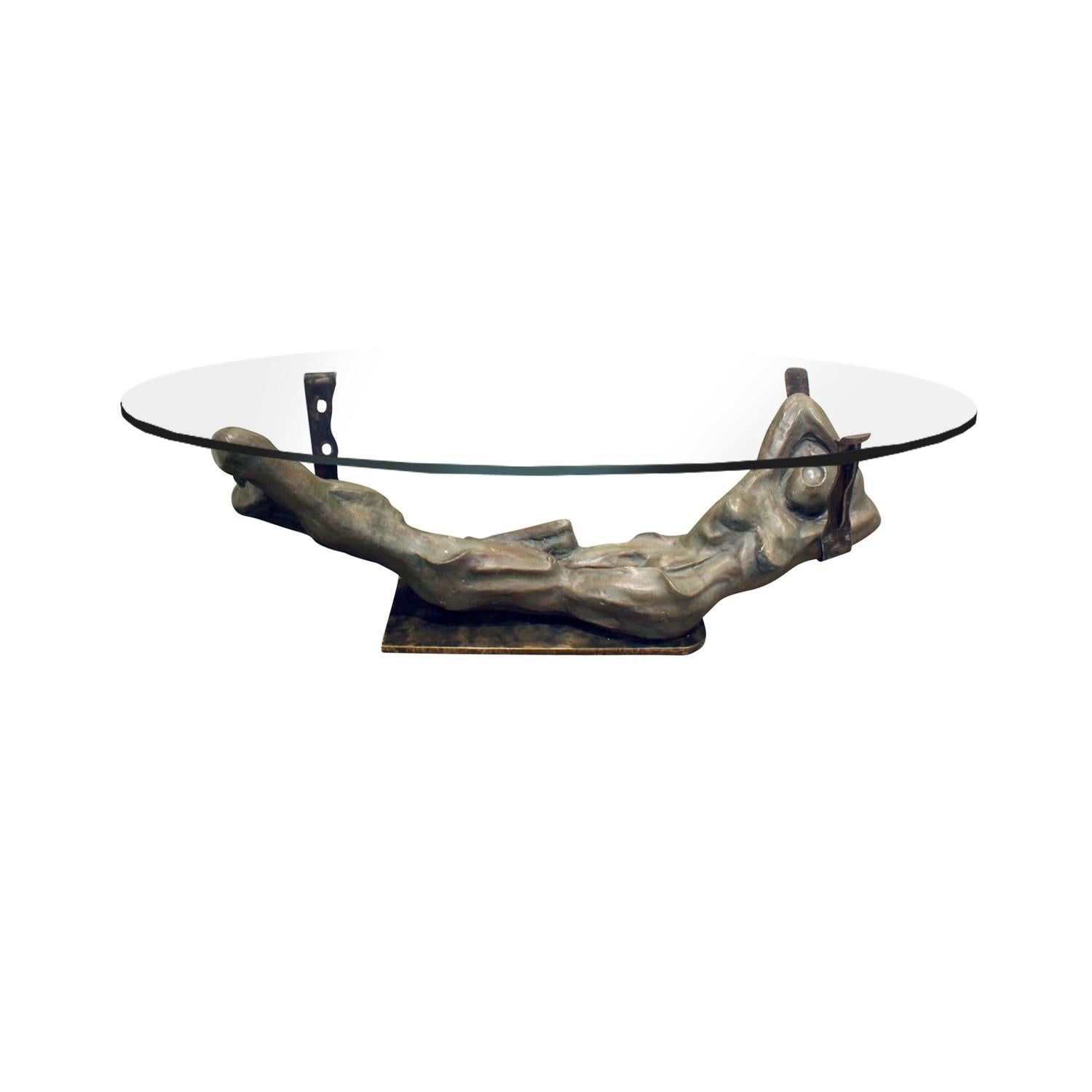 Important large cast bronze coffee table 