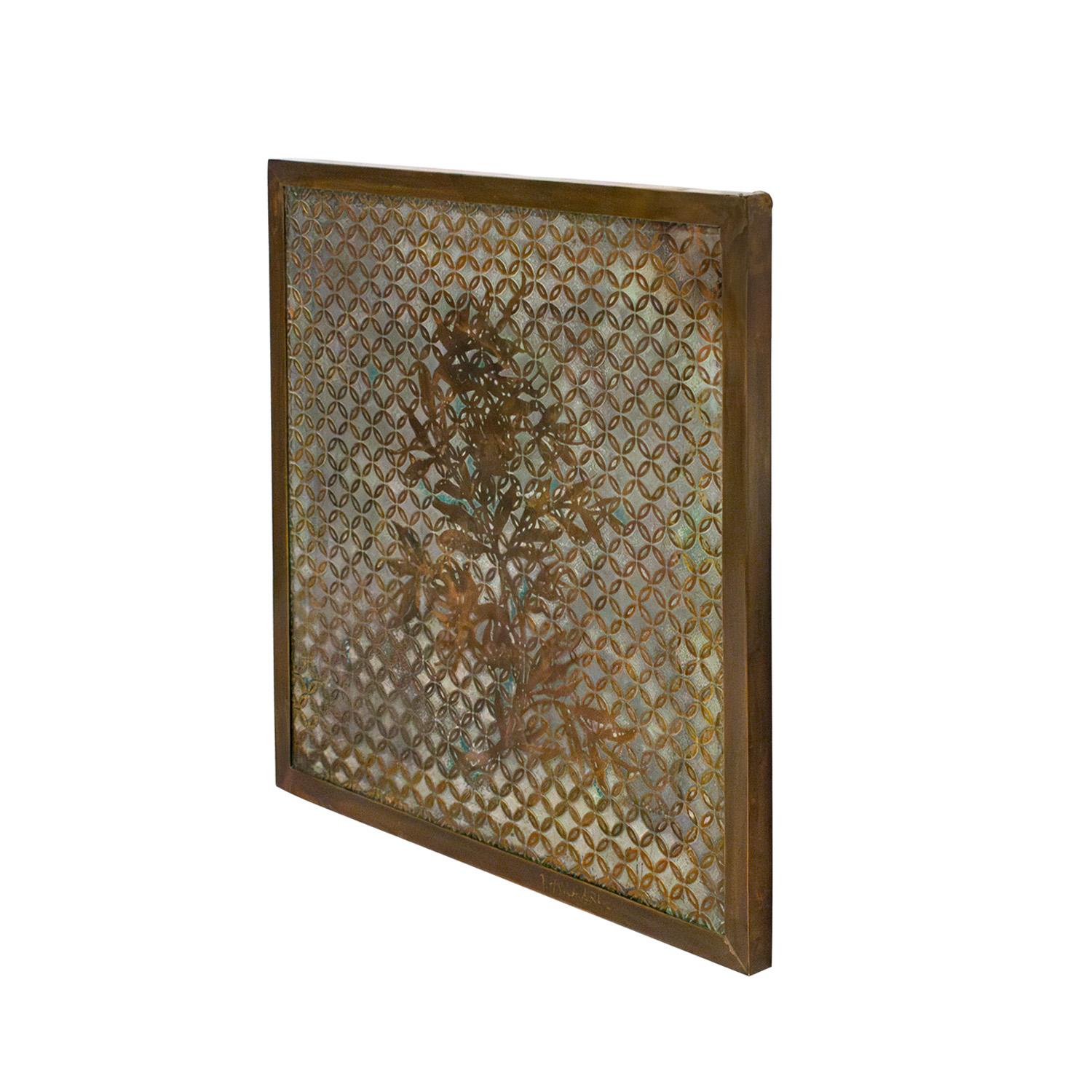 Mid-Century Modern Philip & Kelvin LaVerne Kuan Su Bronze Painting with Floral Motif 1960s (Signed) For Sale