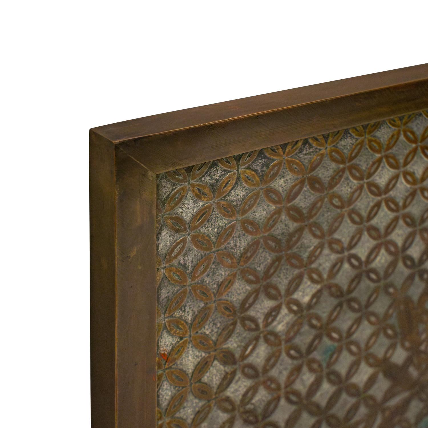 Hand-Crafted Philip & Kelvin LaVerne Kuan Su Bronze Painting with Floral Motif 1960s (Signed) For Sale