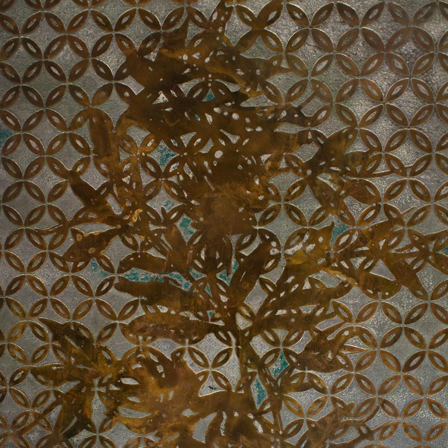 Philip & Kelvin LaVerne Kuan Su Bronze Painting with Floral Motif 1960s (Signed) In Excellent Condition For Sale In New York, NY