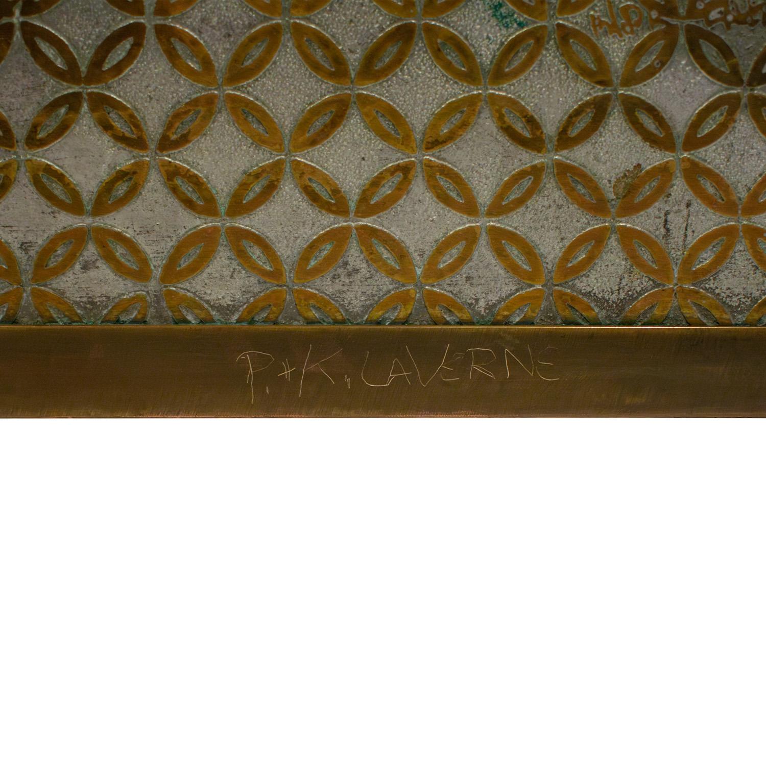 Mid-20th Century Philip & Kelvin LaVerne Kuan Su Bronze Painting with Floral Motif 1960s (Signed) For Sale