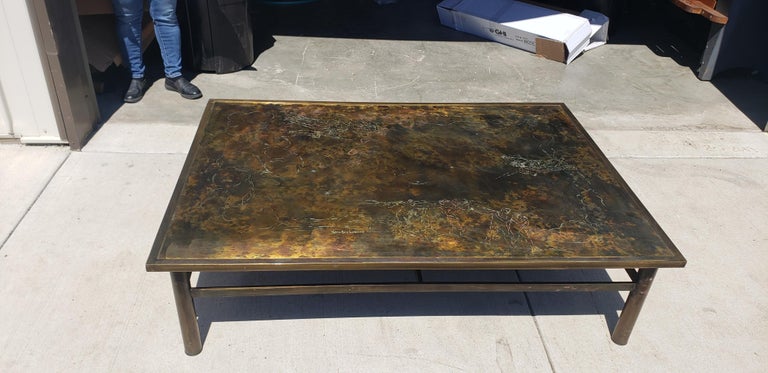 Mid-Century Modern Philip & Kelvin Laverne Large Bronze Coffee Table For Sale