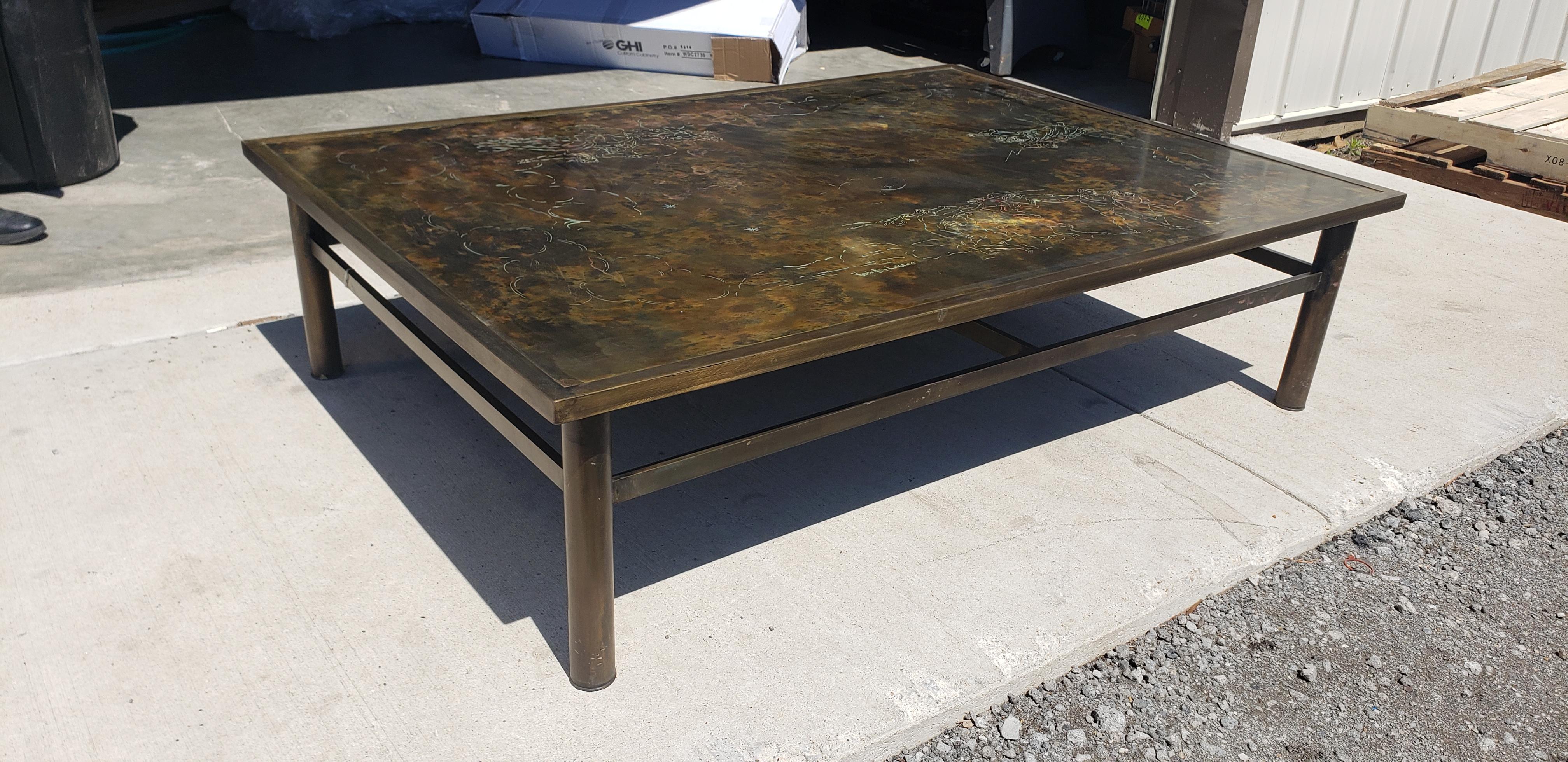 Mid-Century Modern Philip & Kelvin Laverne Large Bronze Coffee Table