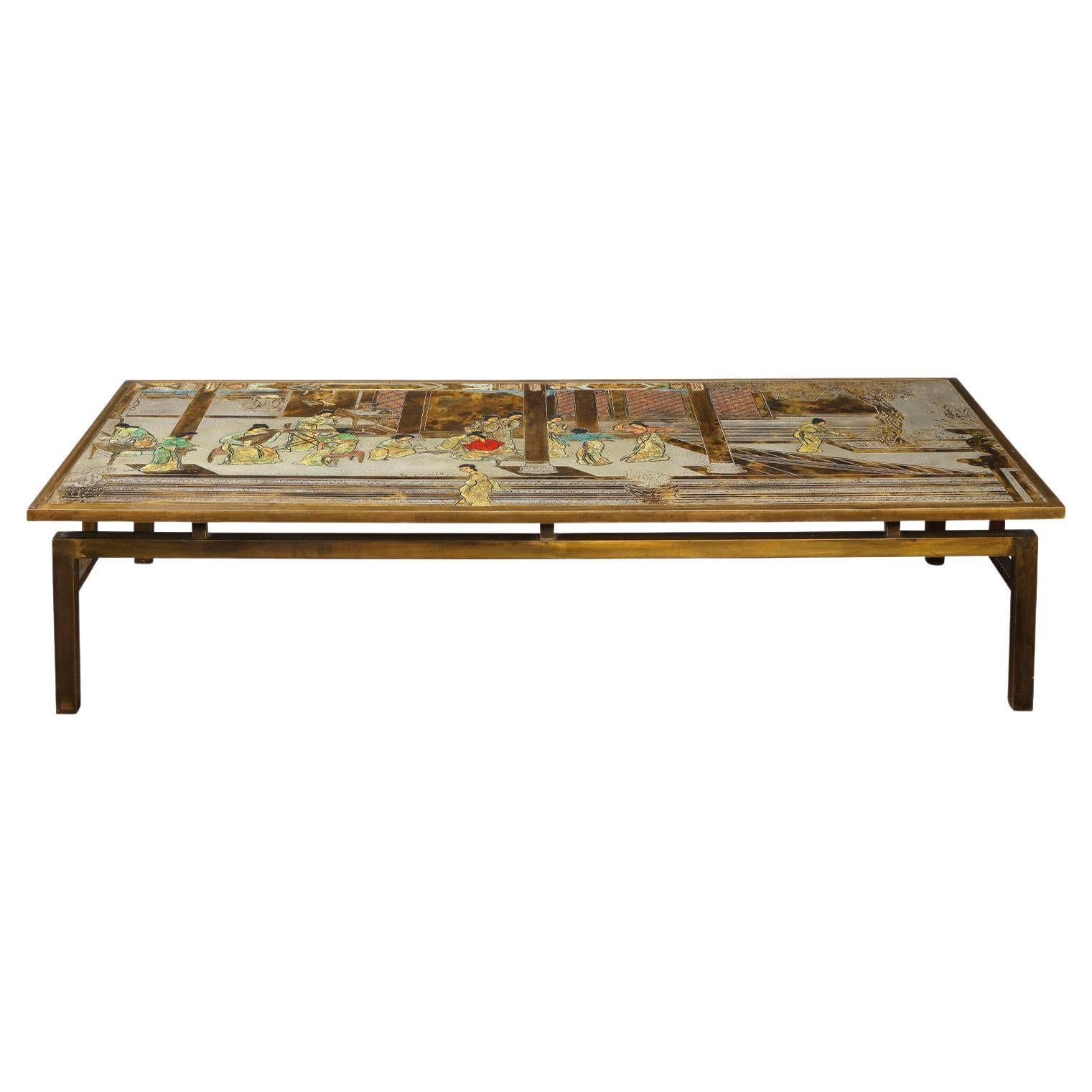 Philip & Kelvin LaVerne Large "Chin Ying" Coffee Table 1960s 'Signed'
