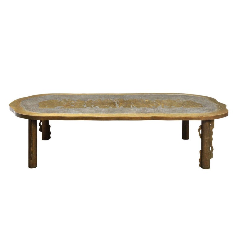 Philip & Kelvin LaVerne Large "Romanesque" Coffee Table 1960s 'Signed' For Sale