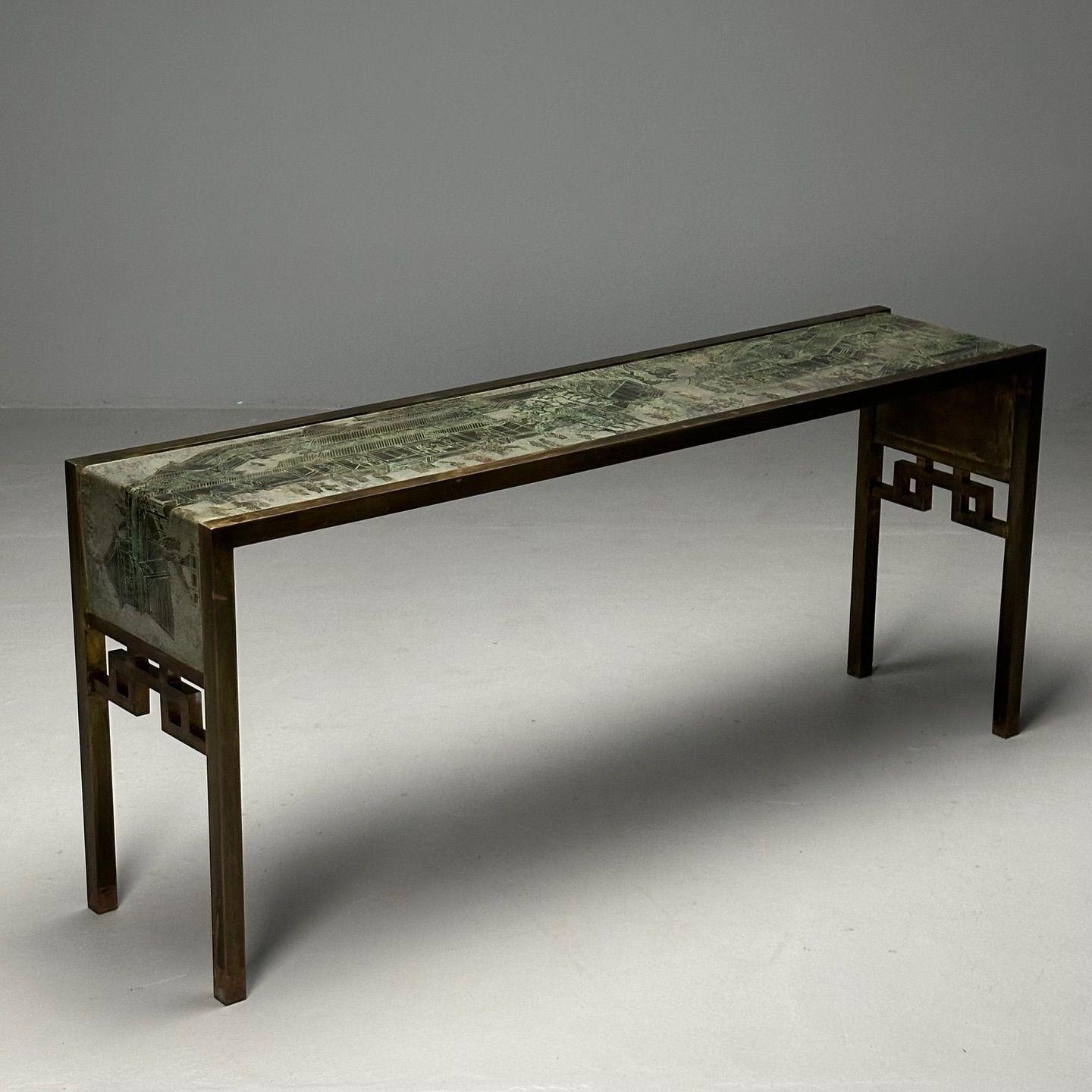 American Philip & Kelvin LaVerne, Large Spring Festival Console Table, Bronze, 1960s For Sale