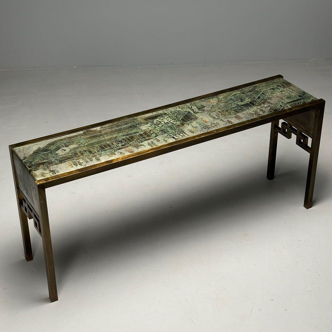 Philip & Kelvin LaVerne, Large Spring Festival Console Table, Bronze, 1960s In Good Condition For Sale In Manhasset, NY