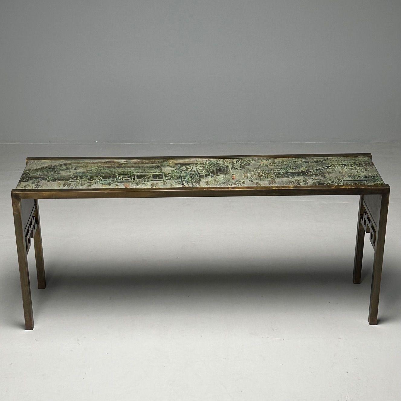 Philip & Kelvin LaVerne, Large Spring Festival Console Table, Bronze, 1960s For Sale 1