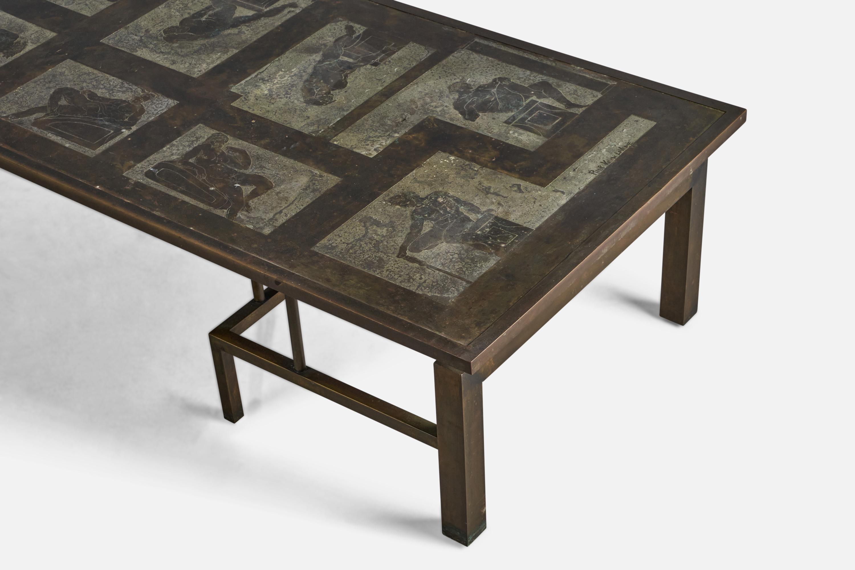 Philip & Kelvin LaVerne, Medici Coffee Table, Pewter, Bronze, USA, 1960s In Good Condition For Sale In High Point, NC