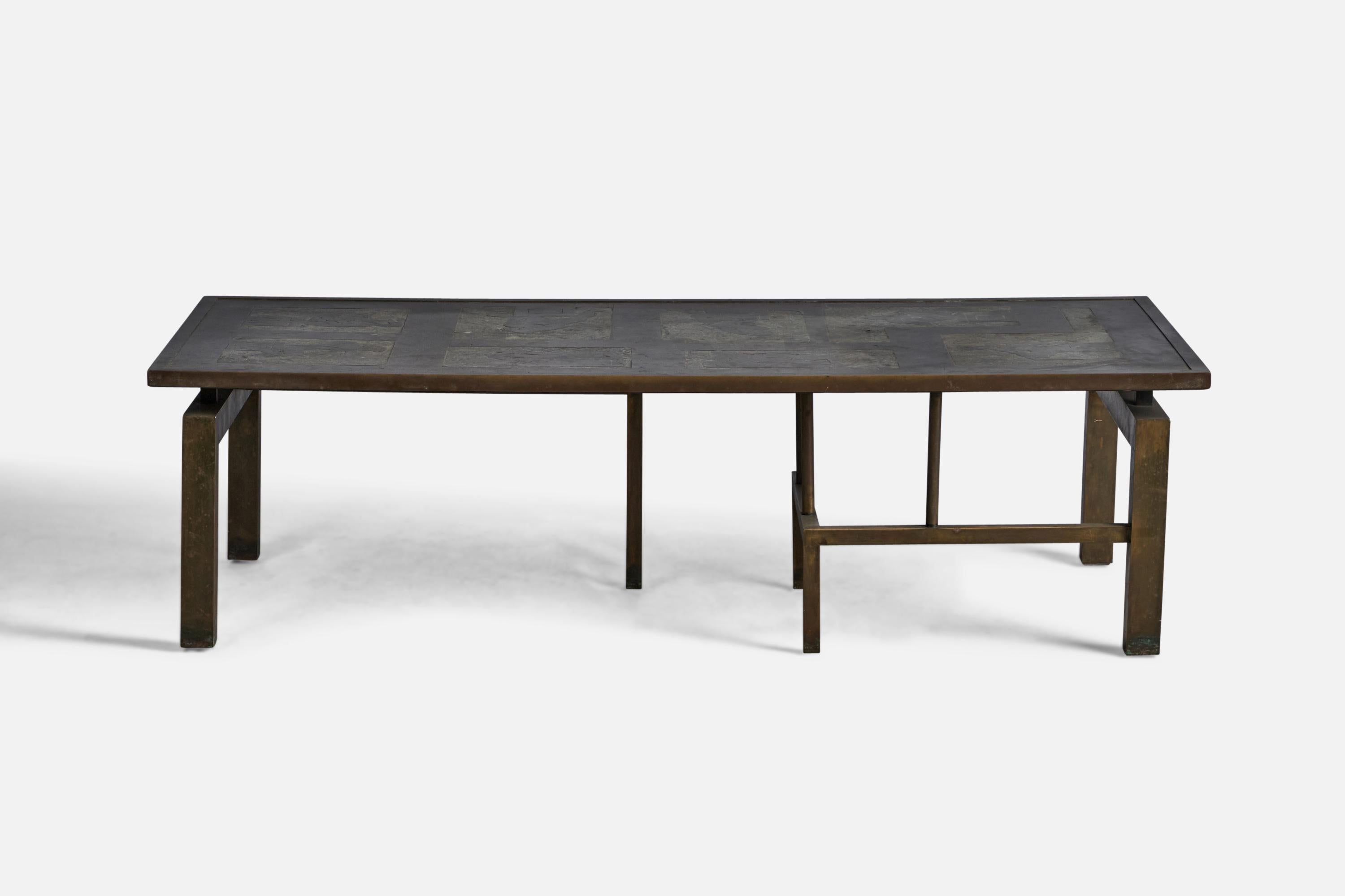 Philip & Kelvin LaVerne, Medici Coffee Table, Pewter, Bronze, USA, 1960s For Sale 1
