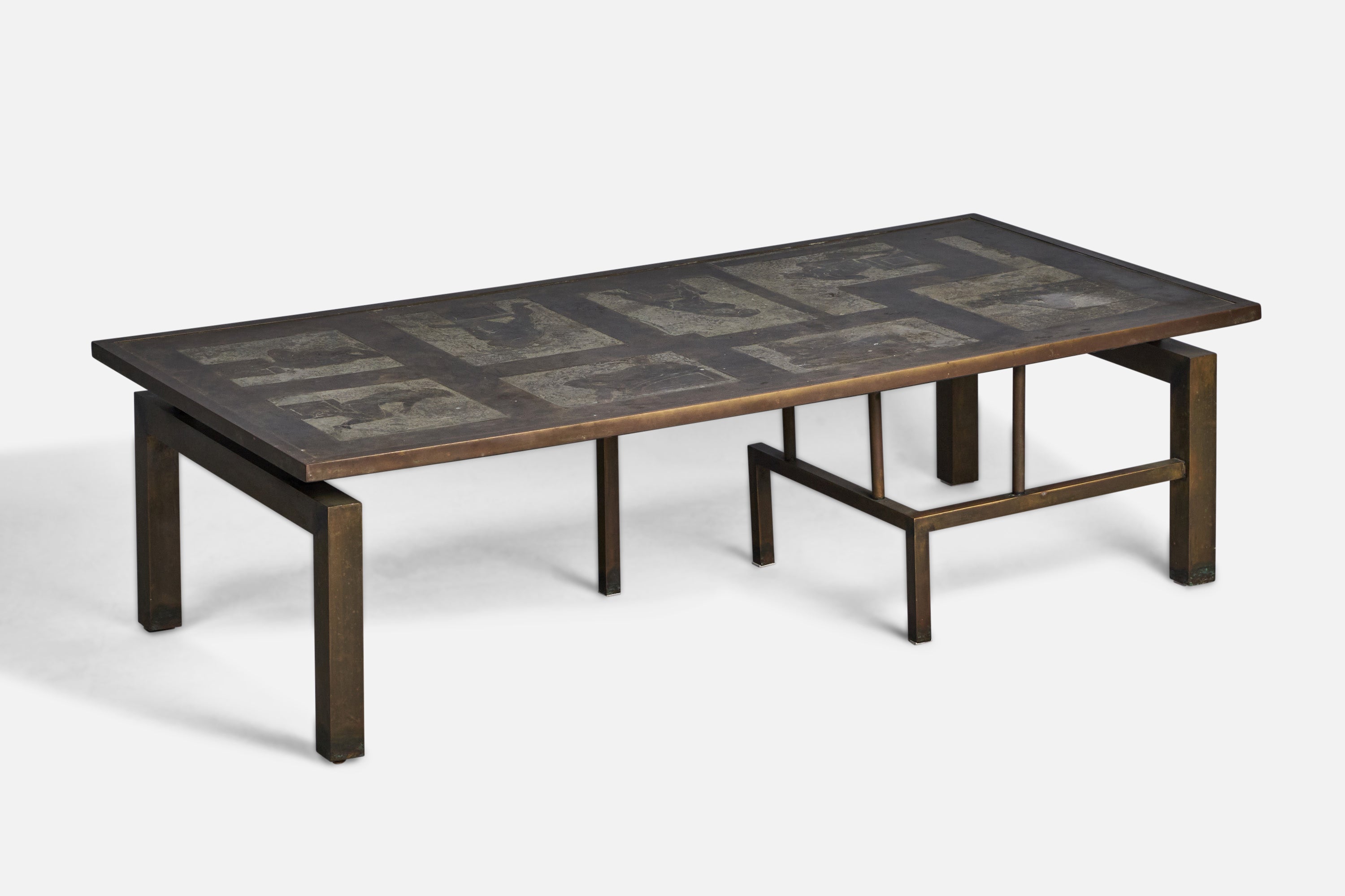 Philip & Kelvin LaVerne, Medici Coffee Table, Pewter, Bronze, USA, 1960s