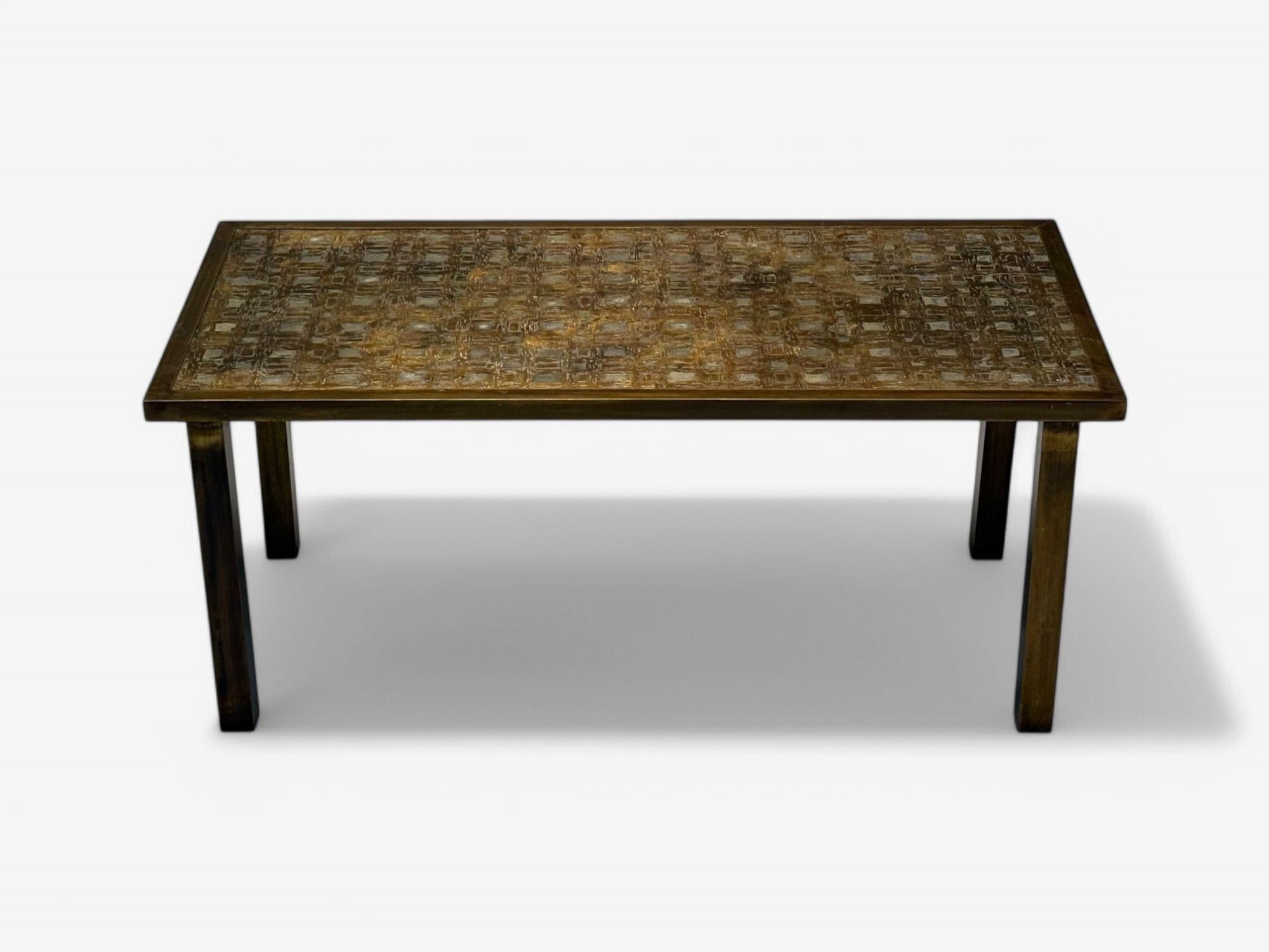 Philip & Kelvin LaVerne, Fantasia-Couchtisch aus geätzter Bronze, Mid-Century, 1960er Jahre (Moderne der Mitte des Jahrhunderts) im Angebot