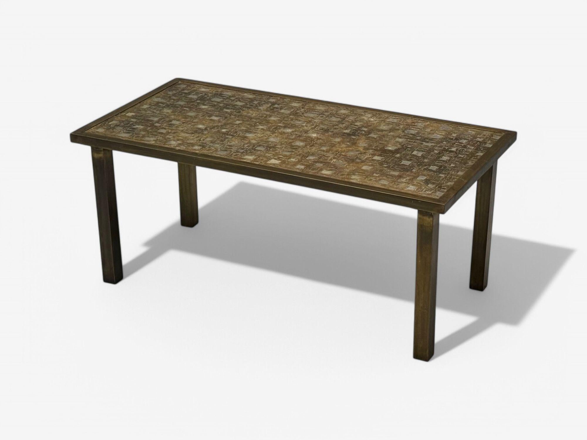 Philip & Kelvin LaVerne, Fantasia-Couchtisch aus geätzter Bronze, Mid-Century, 1960er Jahre (amerikanisch) im Angebot