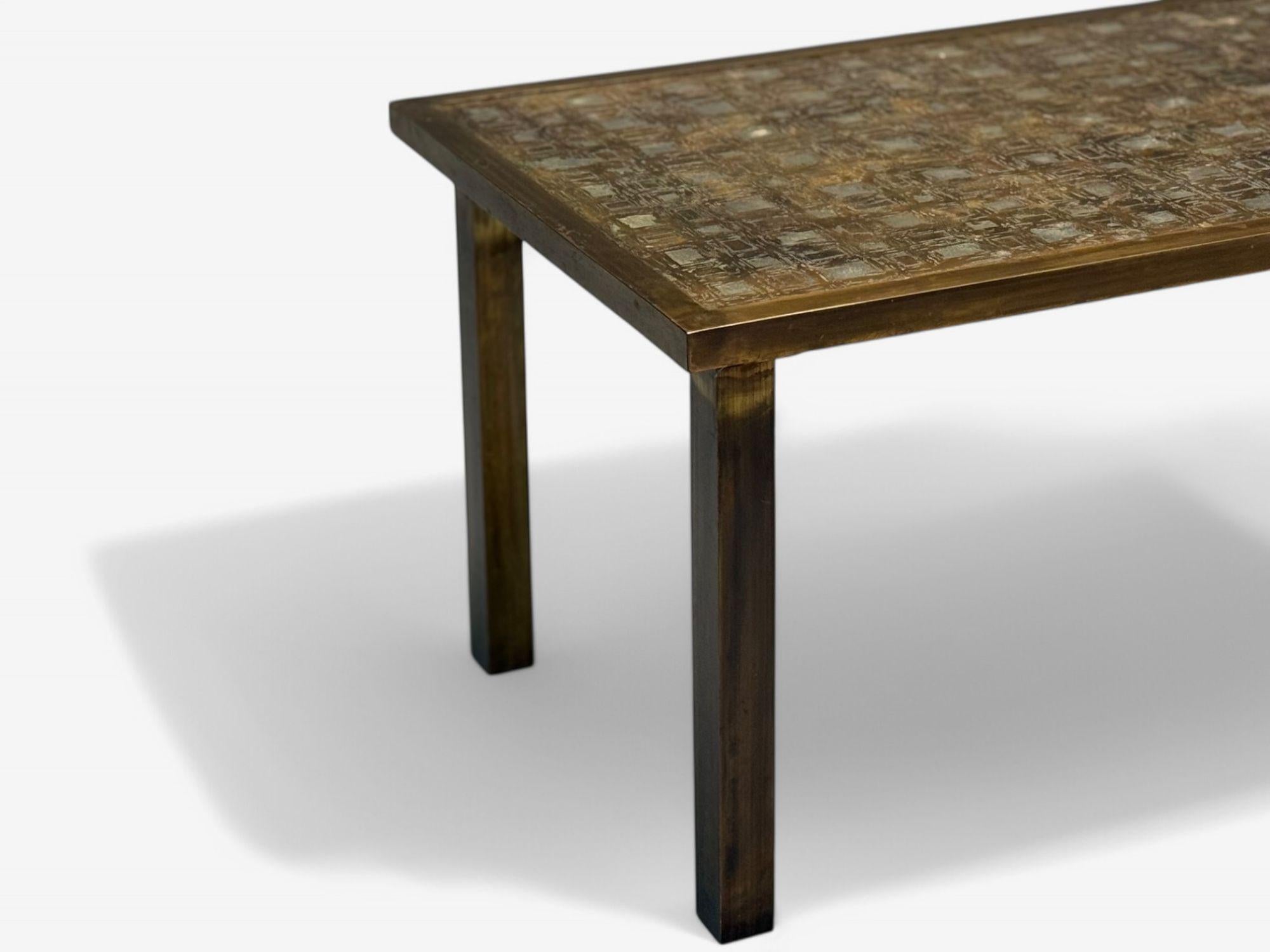 Philip & Kelvin LaVerne, Fantasia-Couchtisch aus geätzter Bronze, Mid-Century, 1960er Jahre im Zustand „Gut“ im Angebot in Manhasset, NY