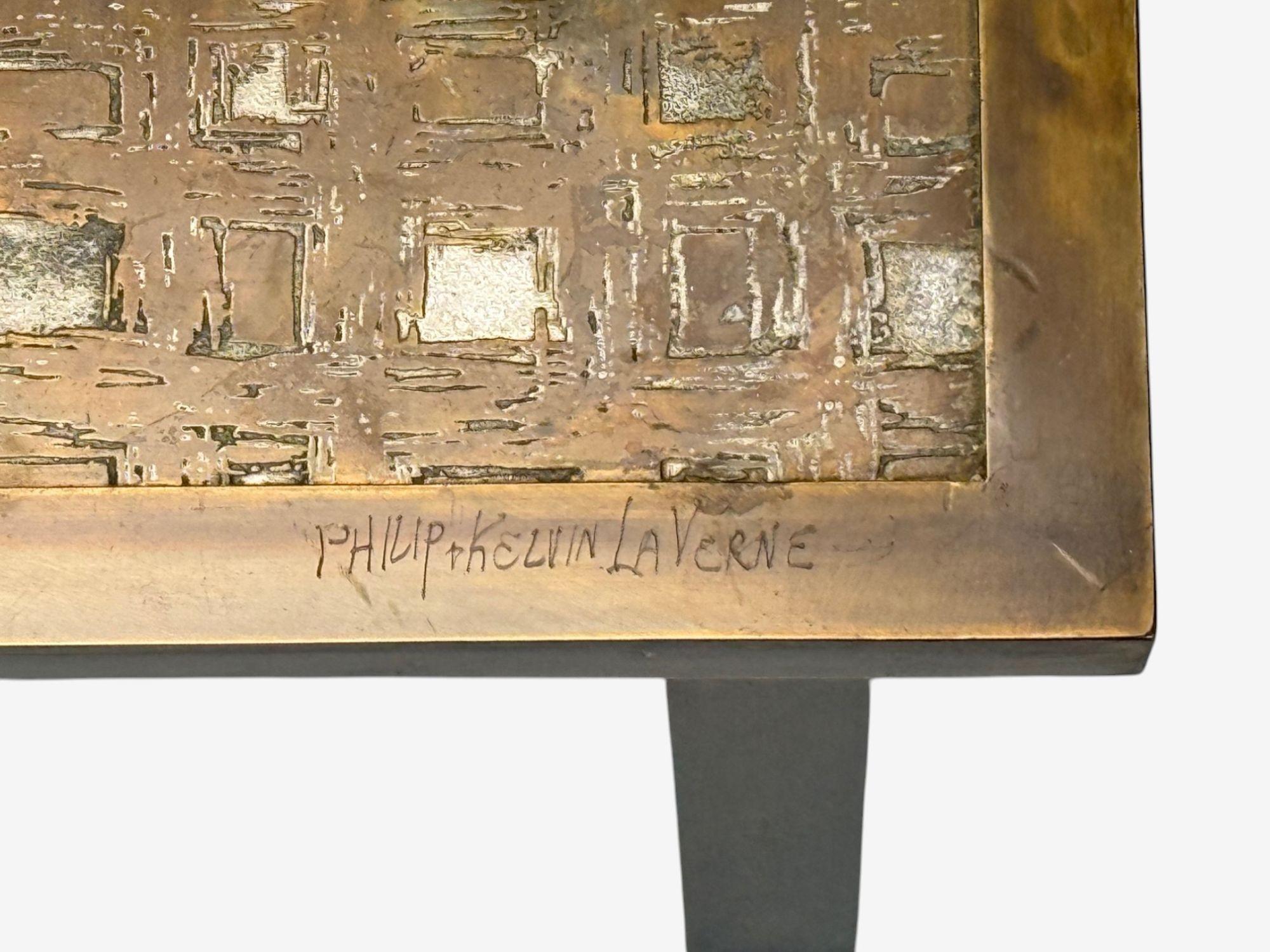 Philip & Kelvin LaVerne, Fantasia-Couchtisch aus geätzter Bronze, Mid-Century, 1960er Jahre im Angebot 2