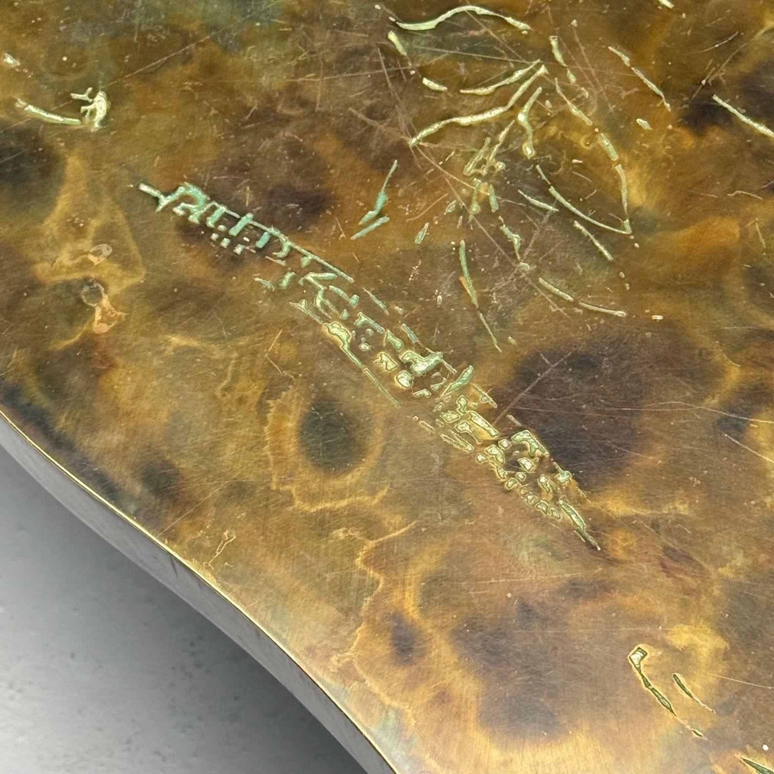 Table basse moderne du milieu du siècle dernier, Philip & Kelvin LaVerne, forme organique, bronze en vente 1