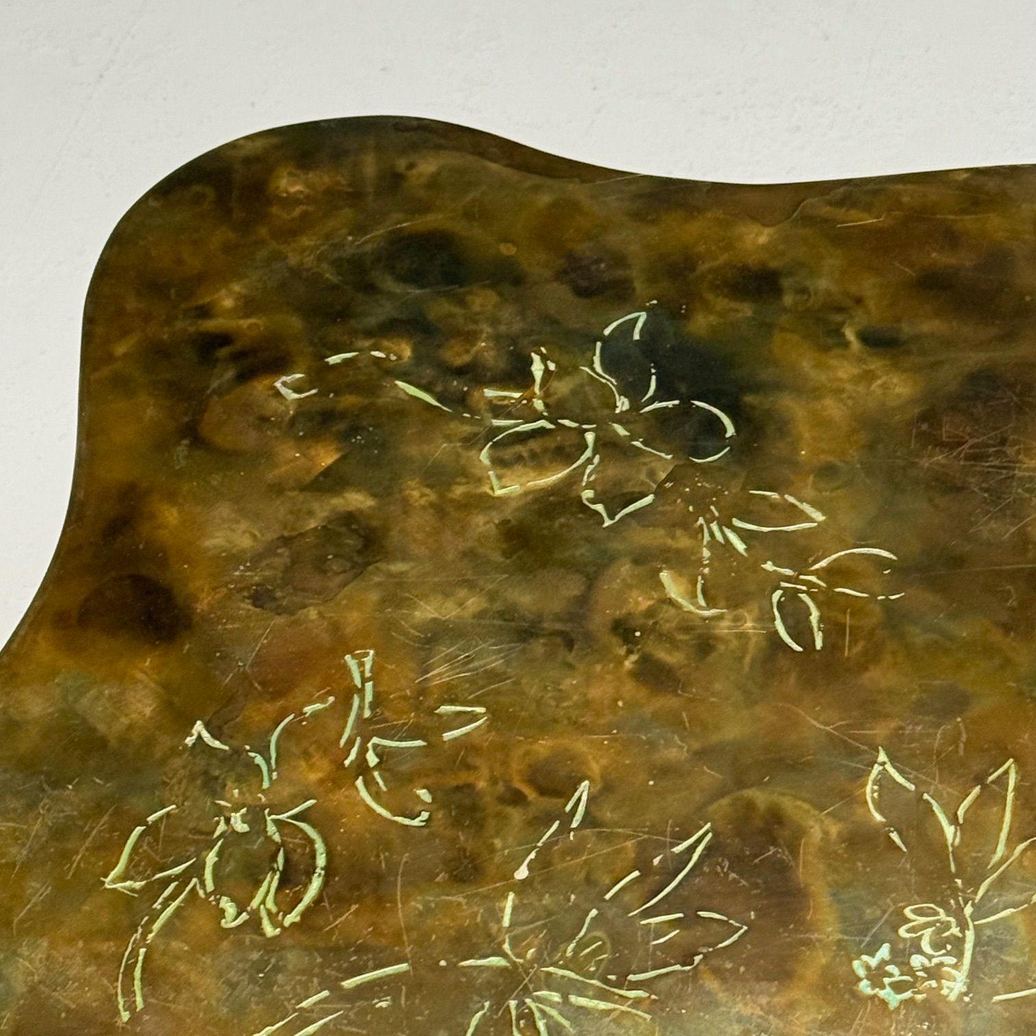 Table basse moderne du milieu du siècle dernier, Philip & Kelvin LaVerne, forme organique, bronze en vente 2
