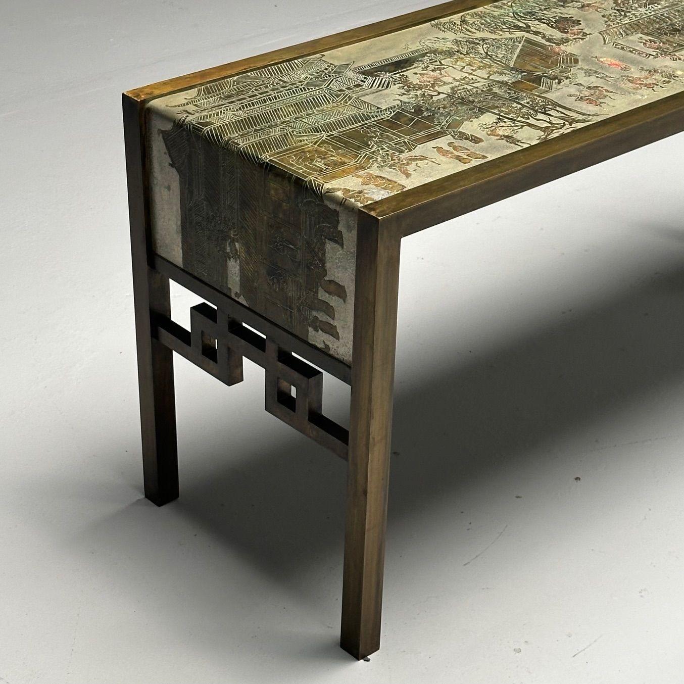 Mesa consola Philip and Kelvin LaVerne Fiesta de Primavera, Bronce, Moderna de mediados de siglo Estadounidense en venta