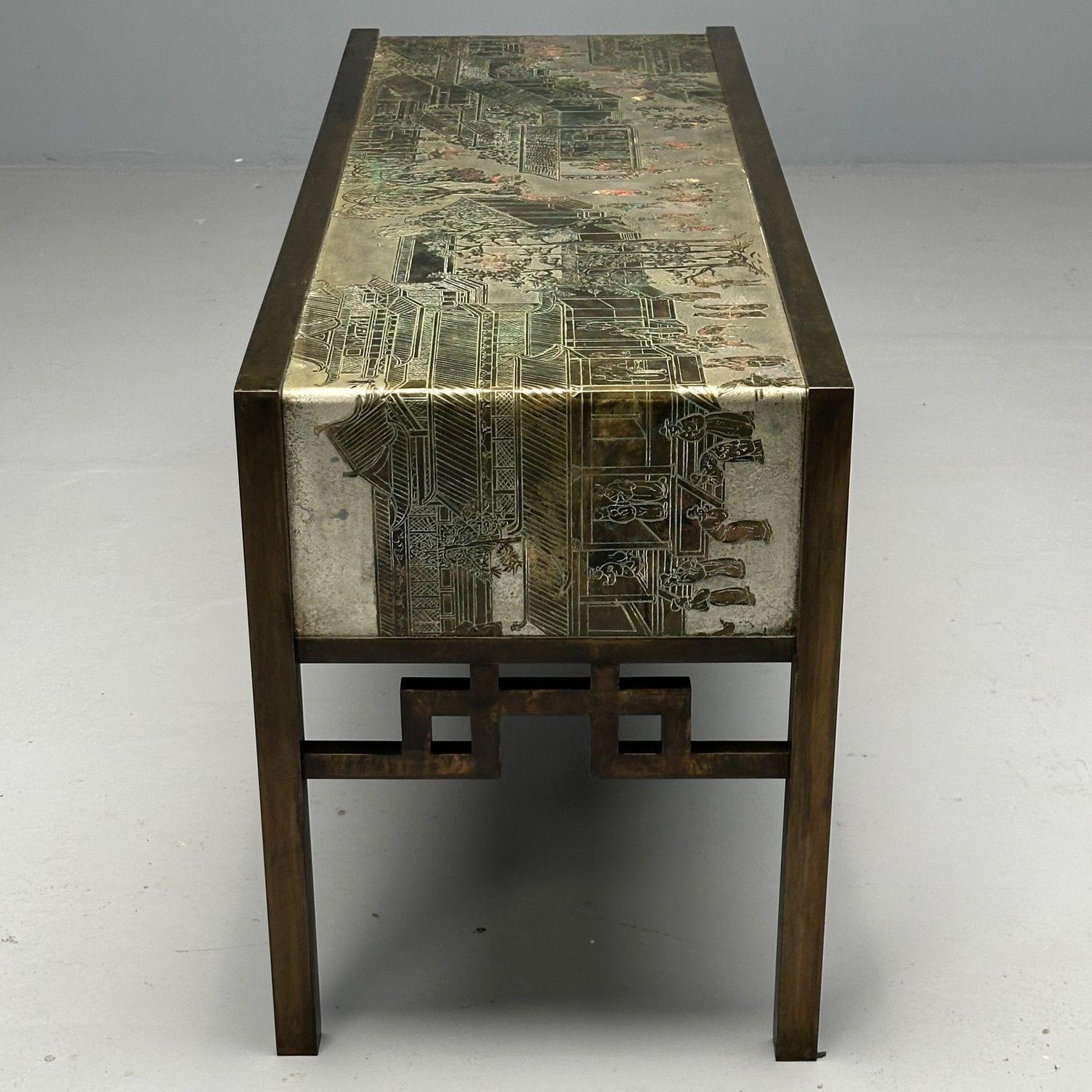 Mesa consola Philip and Kelvin LaVerne Fiesta de Primavera, Bronce, Moderna de mediados de siglo en Bueno estado para la venta en Manhasset, NY