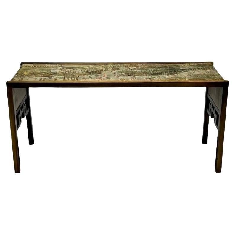 Mesa consola Philip and Kelvin LaVerne Fiesta de Primavera, Bronce, Moderna de mediados de siglo en venta