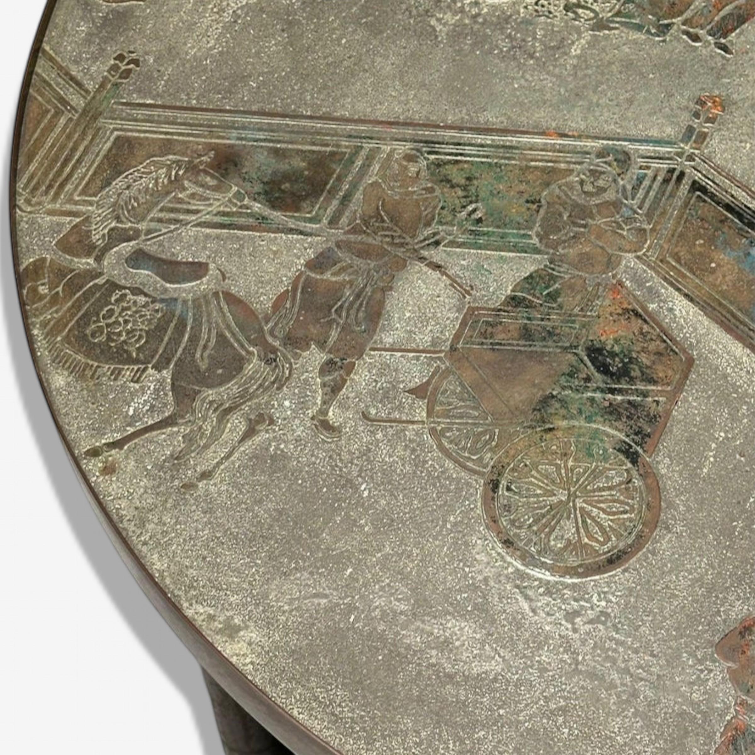 Étagère Tao moderne du milieu du siècle dernier, Philip & Kelvin LaVerne, grande table d'appoint, bronze en vente 4