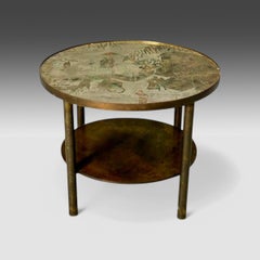 Philip & Kelvin LaVerne, Mid-Century Modern, Tao Shelf, Tall Side Table, Bronze