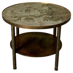 Philip & Kelvin LaVerne, Mid-Century Modern, Tao Shelf, Tall Side Table, Bronze
